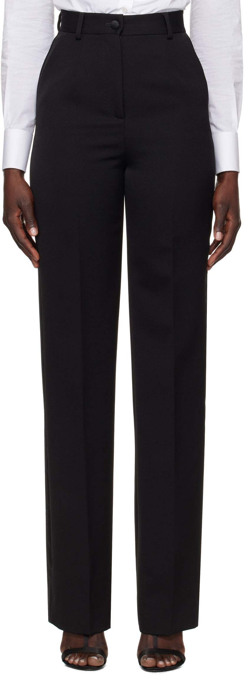 Штани Dolce & Gabbana Dolce&Gabbana Wool Tuxedo Trousers чорний | FTC8ZT FU21E