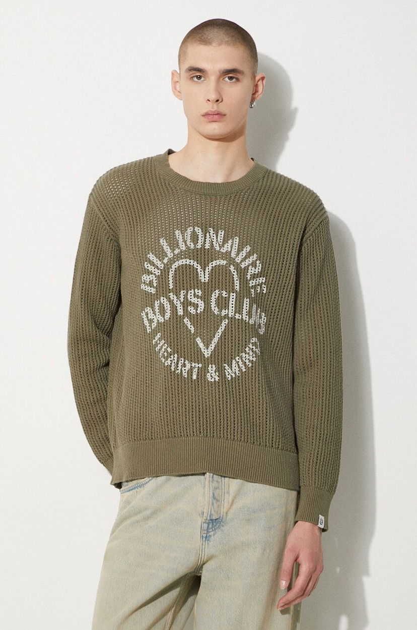 Cветр BILLIONAIRE BOYS CLUB Billionaire Boys Club Heart & Mind Stencil Logo Jumper Зелений | B24224