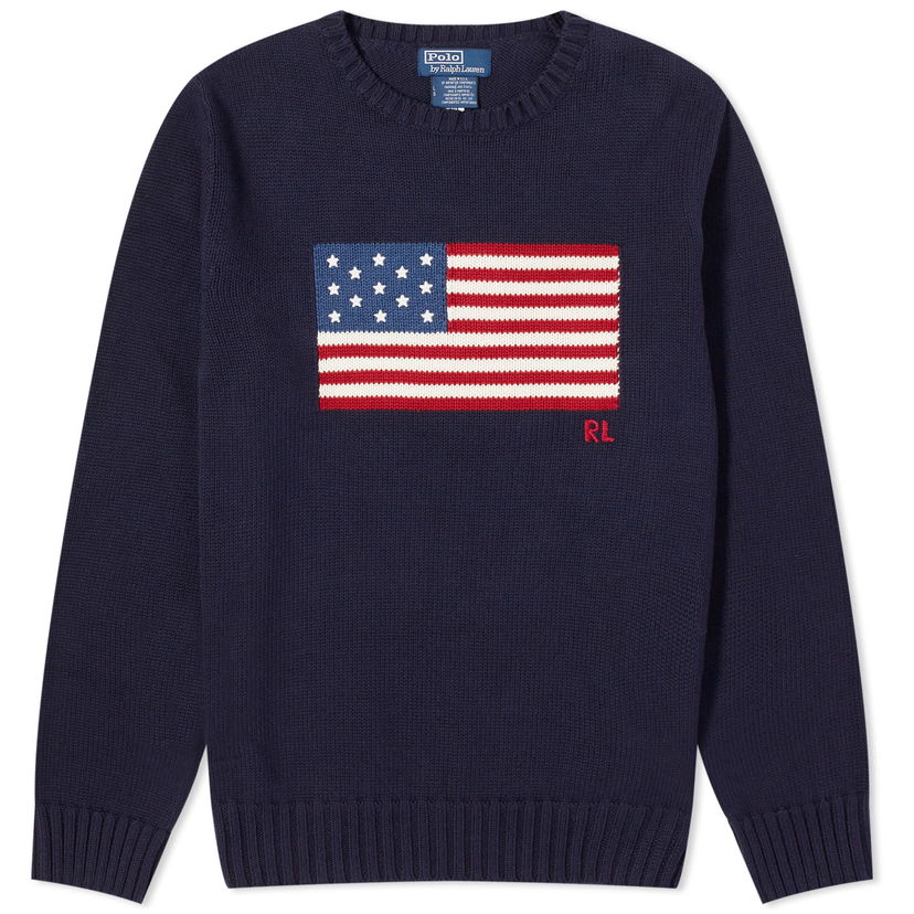 Cветр Polo by Ralph Lauren Flag Intarsia Crewneck темно-синій | 710718281006