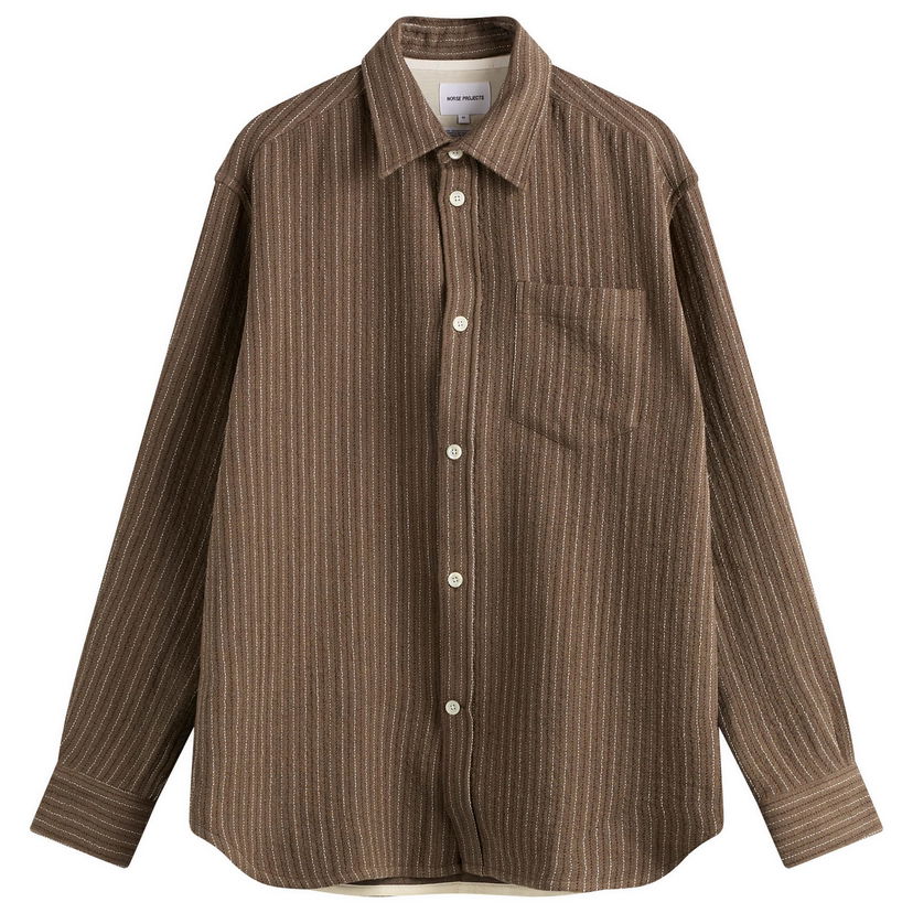 Сорочка NORSE PROJECTS Oversized Wool Stripe Shirt, Size Large Коричневий | N40-0847-9024