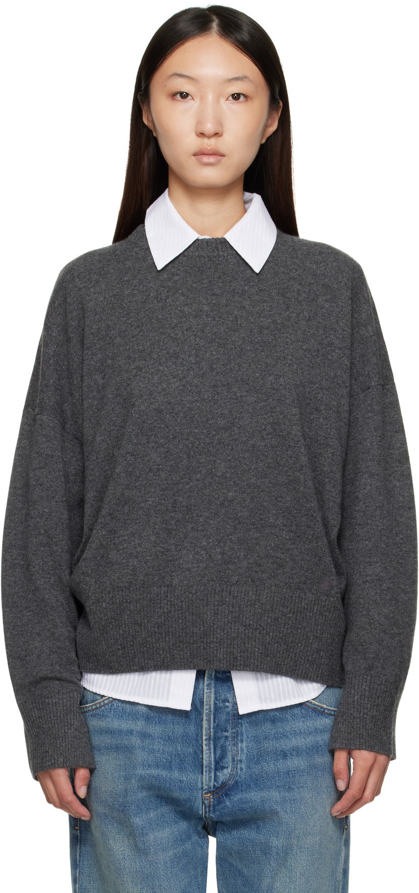 Cветр Loulou de Saison Loulou de Saison Anaa Knit Sweater Сірий | ANAA LDS