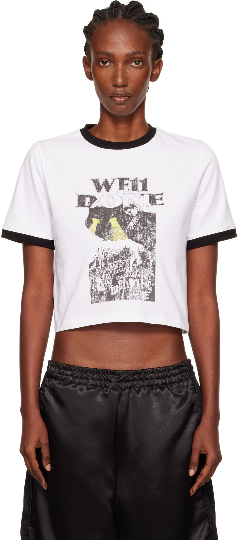 Футболка We11done We11done Poster Graphic Cropped Ringer T-Shirt білий | WD-TT2-25-776-W-WH