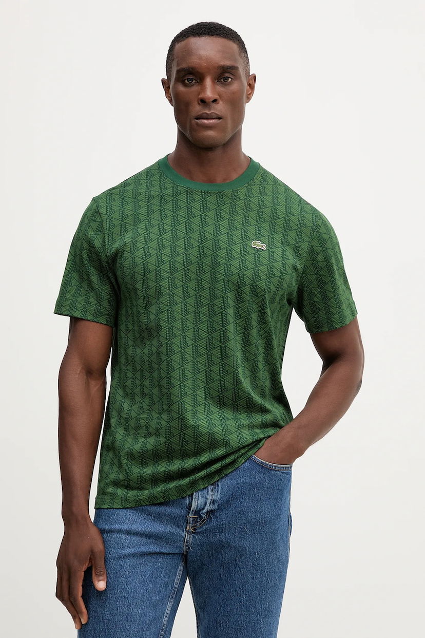 Футболка Lacoste Monogram Pattern Crew Neck T-Shirt Зелений | TH5902