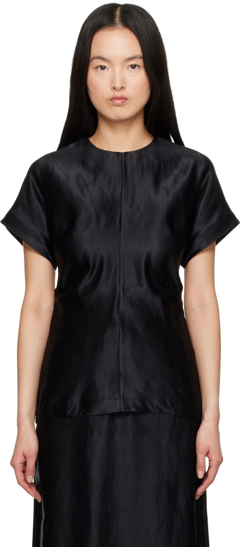 Футболка Loulou de Saison Loulou de Saison Pero Satin Blouse чорний | PERO