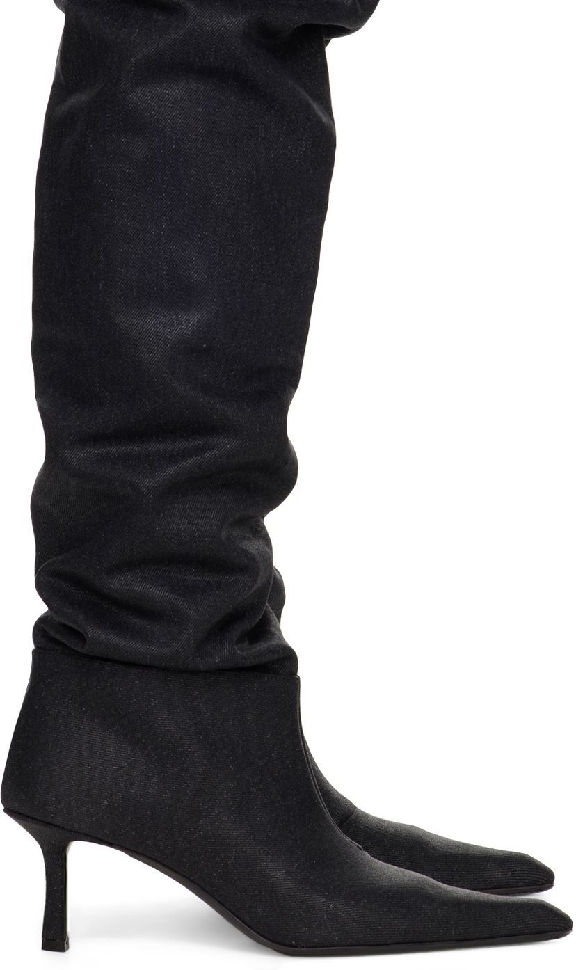 Кросівки та взуття Alexander Wang Alexander Wang Viola Denim Slouch Kitten Heel Boots чорний | 30223B025