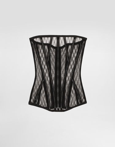 Сорочка Dolce & Gabbana Dolce & Gabbana Mesh Tulle Corset Top чорний | F7AG8TFLSK8N0000, 0