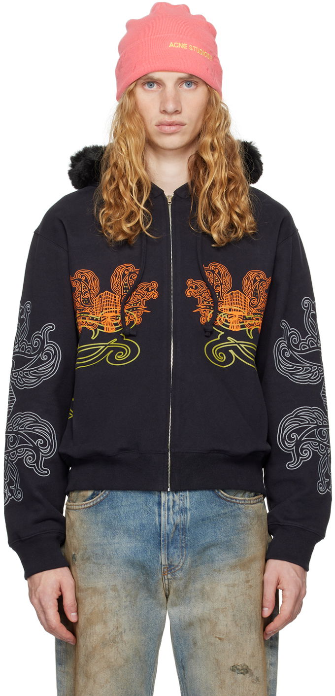 Світшоти Acne Studios Printed Zip Hoodie чорний | BI0204-
