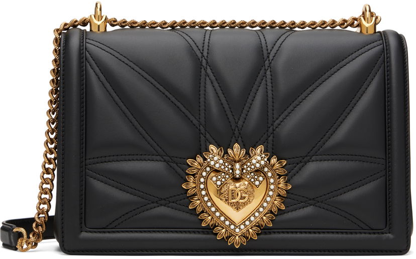 Сумочка Dolce & Gabbana Black Medium Devotion Bag чорний | BB7100 AW437