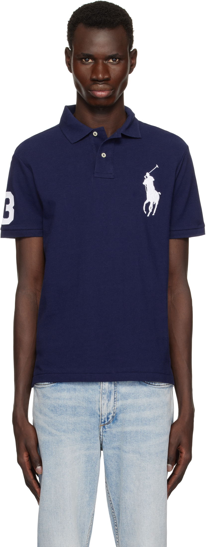 Сорочка поло Polo by Ralph Lauren Ralph Lauren Custom Slim Fit Big Pony Mesh Polo темно-синій | 710688969004
