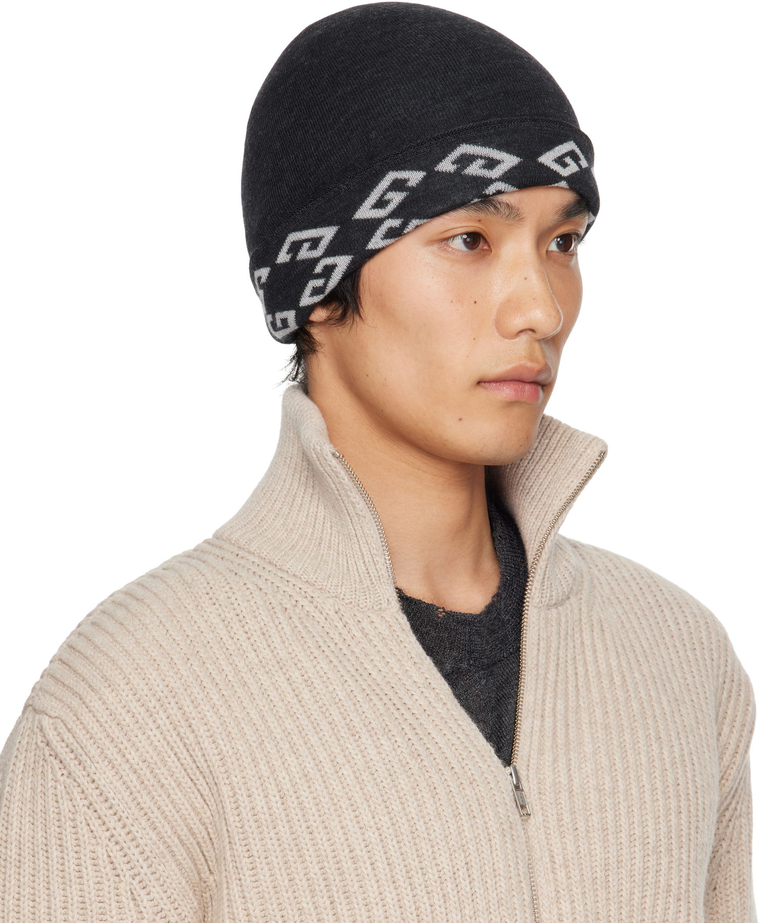 Шапка Givenchy Givenchy 1972 Monogram Reversible Beanie чорний | 710003975001-U7930, 1