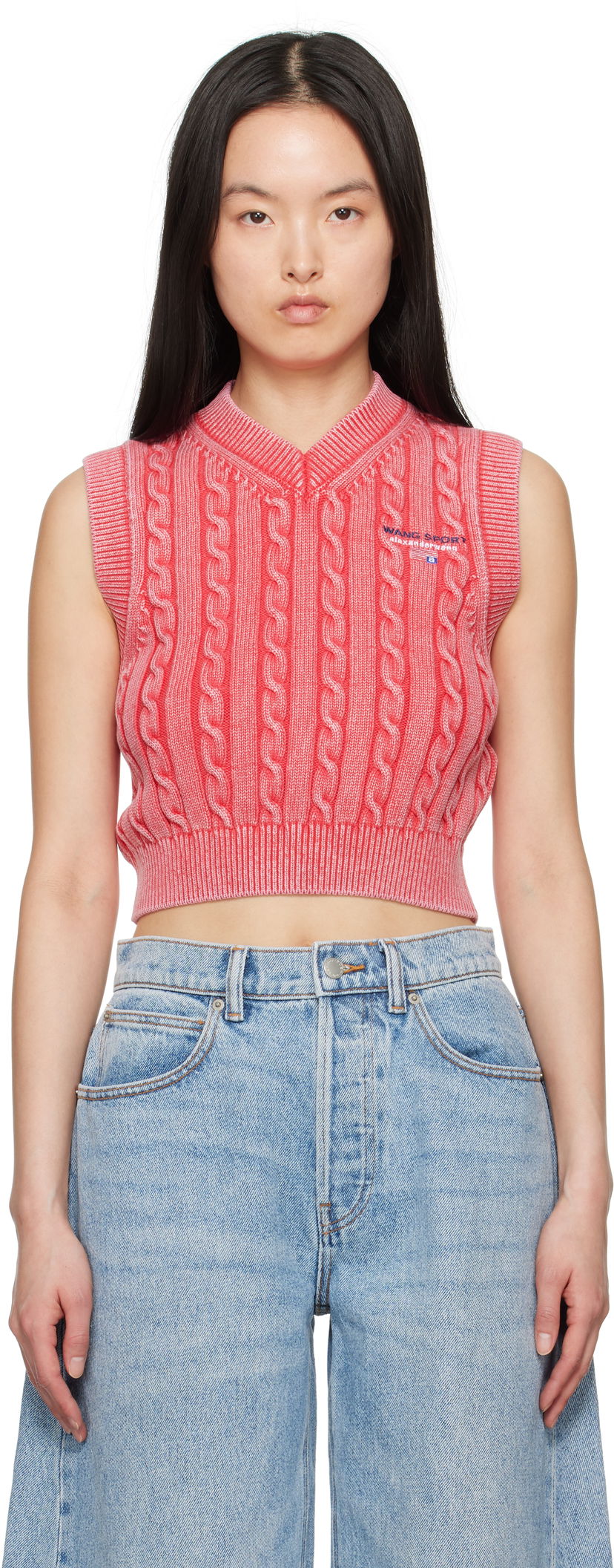Cветр Alexander Wang Alexander Wang.t Organic Cotton Cable Knit Vest Червоний | 4KC2251045