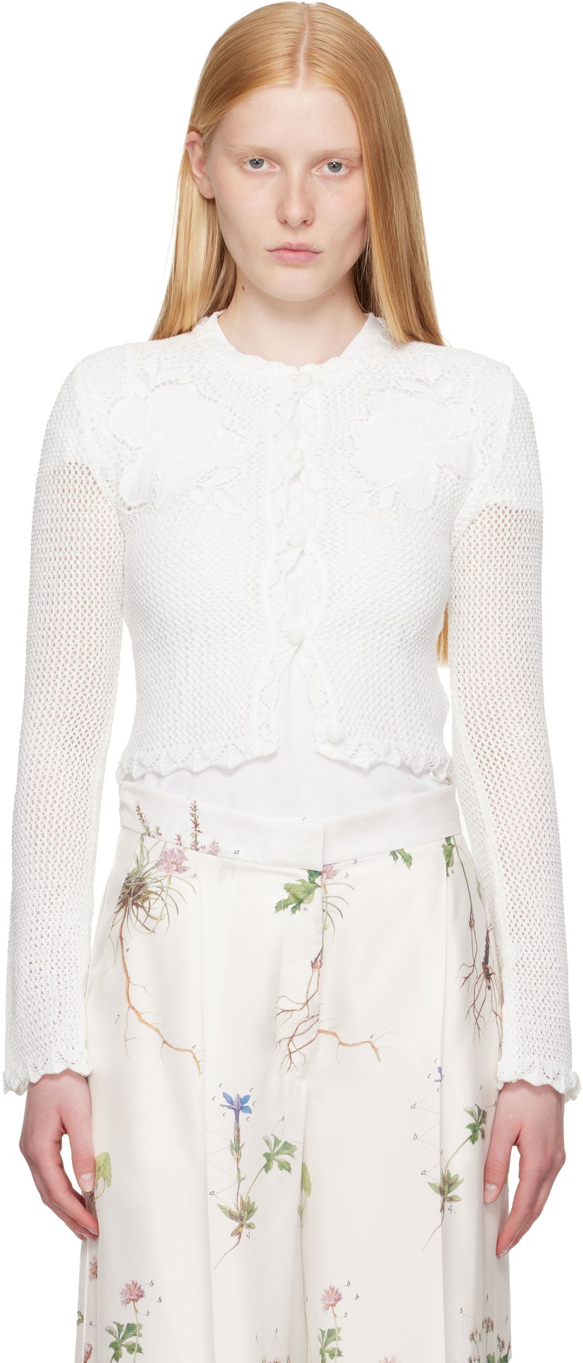 Cветр Erdem Erdem Long Sleeve Crochet Cardigan білий | VC25_KT11_IVOSCK