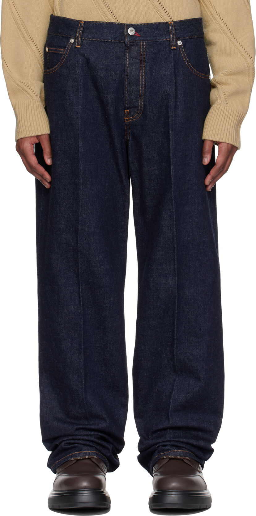 Джинси FERRAGAMO Ferragamo Straight-Leg Jeans Синій | 780559