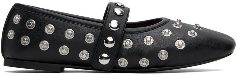 Кросівки та взуття Stella McCartney Stella McCartney Ryder Popper-Studded Ballerina Flats чорний | 810473W1IL0