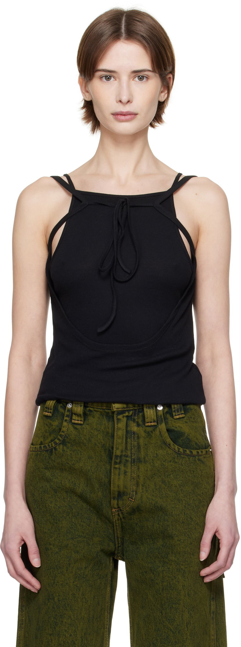 Безрукавка Eckhaus Latta Eckhaus Latta Flip Tie-Front Tank Top чорний | 1205-EL-PS25-A -