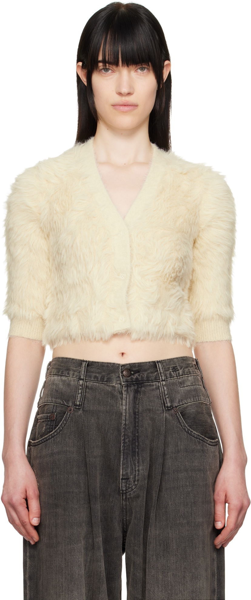 Cветр R13 R13 Balloon Cropped Knit Cardigan бежевий | R13WY213-Y097A