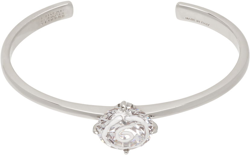 Браслет Maison Margiela MM6 Maison Margiela Silver & White Enamel Logo Cuff Bracelet Металік | SM6UY0101 P8372