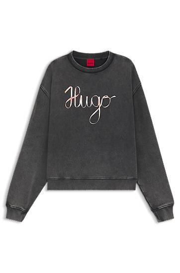 Світшоти BOSS HUGO Cotton-terry Sweatshirt with Cursive Logo Сірий | 50545198