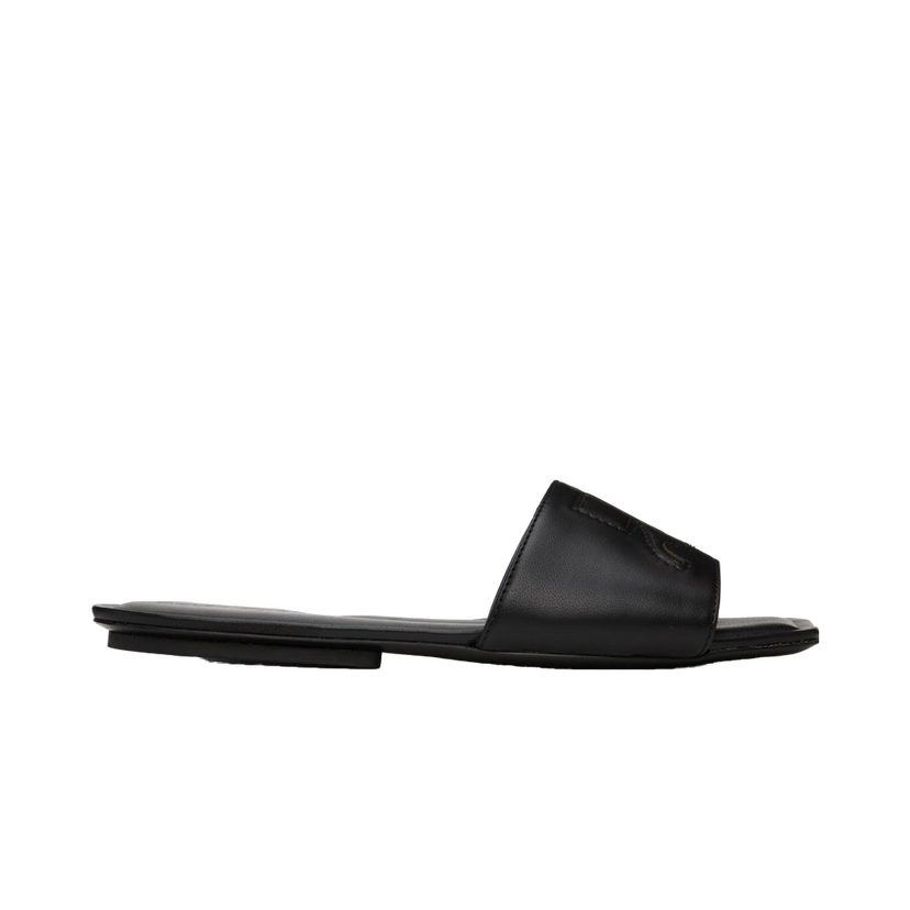Кросівки та взуття Courrèges 'AC' Leather Slide Sandals чорний | 124SSD003CR0052