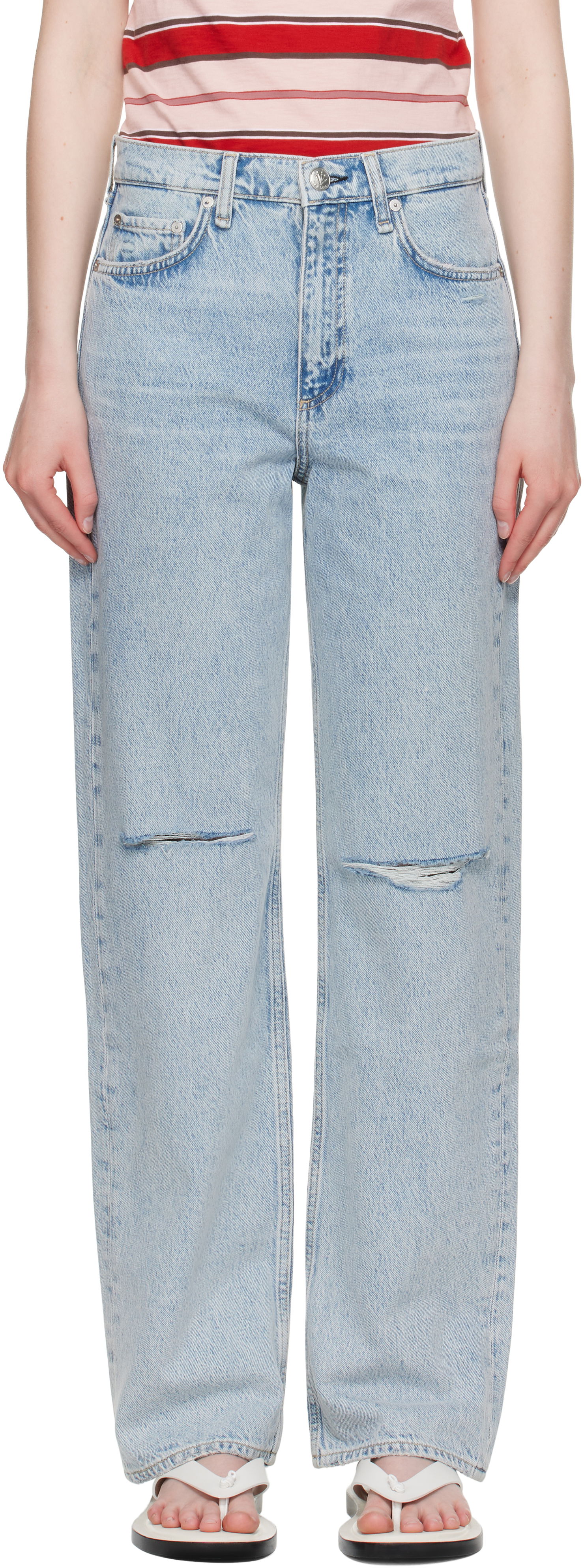 Джинси rag & bone rag & bone Shea Relaxed High Rise Jeans Синій | WDD25P1006RGCH, 0