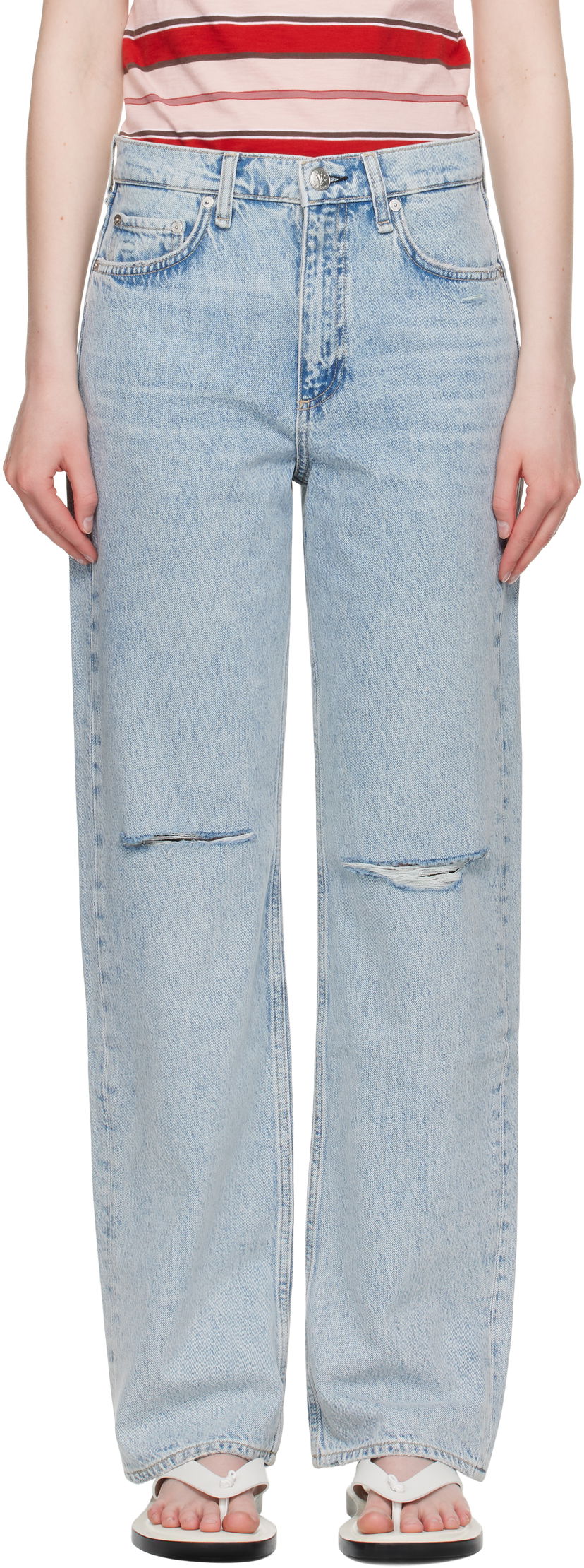 Джинси rag & bone rag & bone Shea Relaxed High Rise Jeans Синій | WDD25P1006RGCH