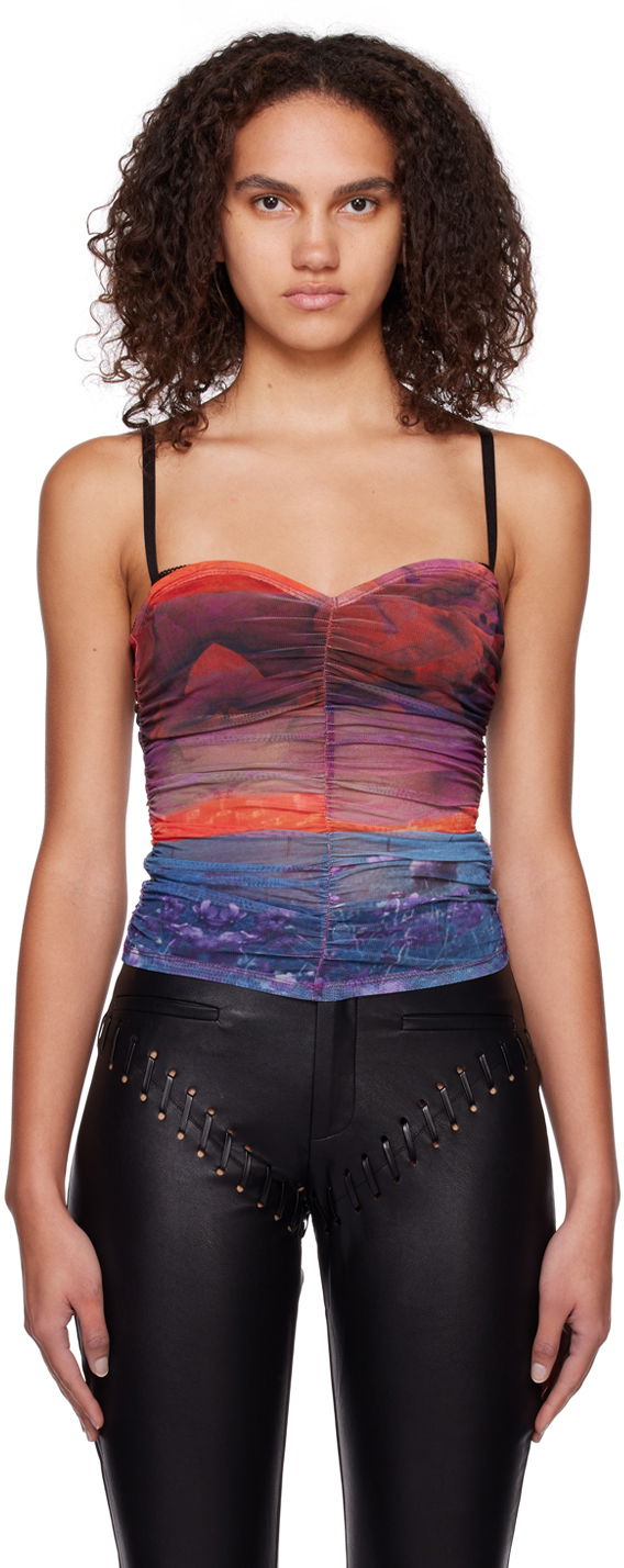 Безрукавка Miaou Miaou Renzo Ruched Mesh Camisole Різнокольоровий | 7064PM1OAS