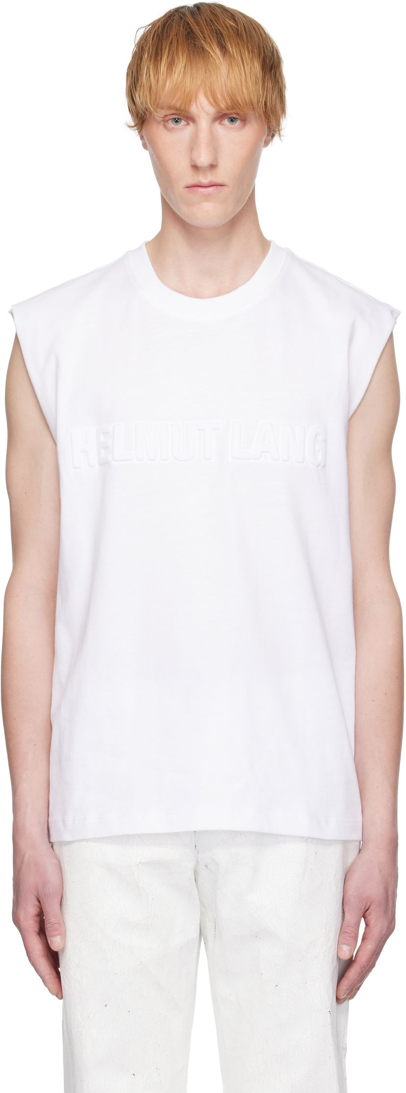 Безрукавка Helmut Lang Helmut Lang Embossed Logo Tank Top білий | P01HM502