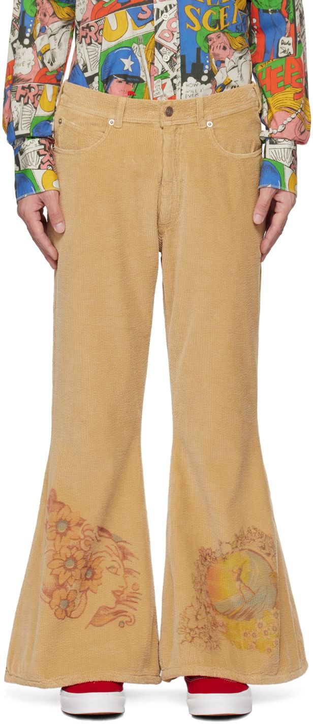 Джинси ERL Flared Printed Trousers бежевий | ERL06P005