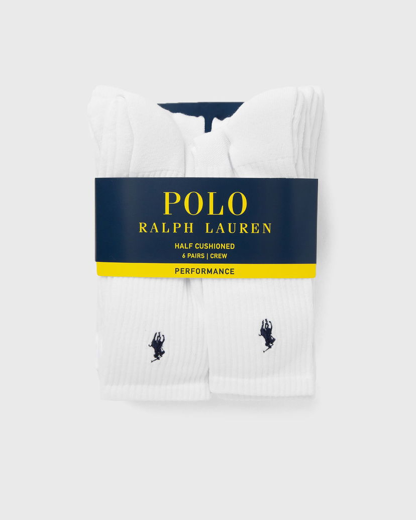 Шкарпетки Polo by Ralph Lauren 6-Pack Half Cushioned Performance Crew Socks білий | 449943676001