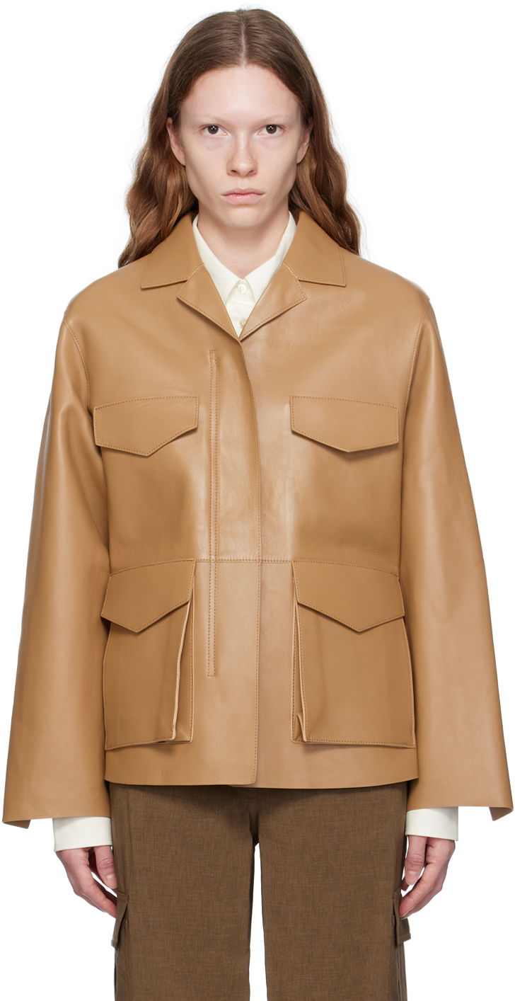 Куртка TOTEME Army Leather Jacket бежевий | 233-108-737