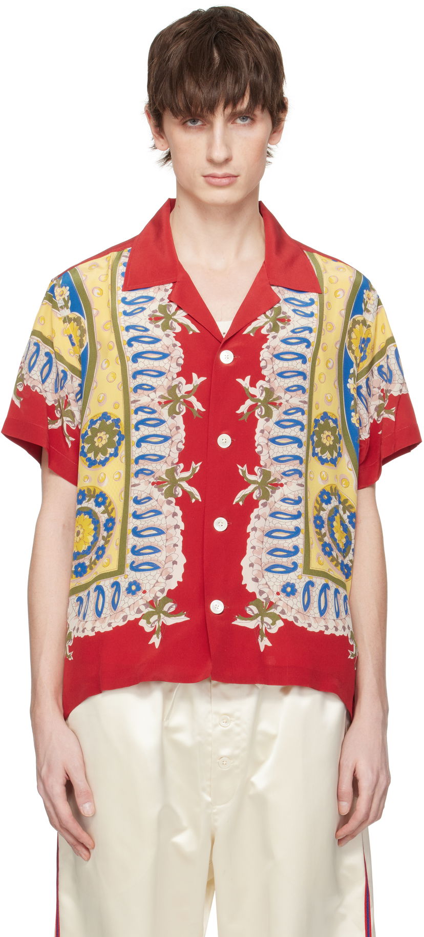 Сорочка Bode Bode Bricolage Short Sleeve Shirt Червоний | MRS25SH002