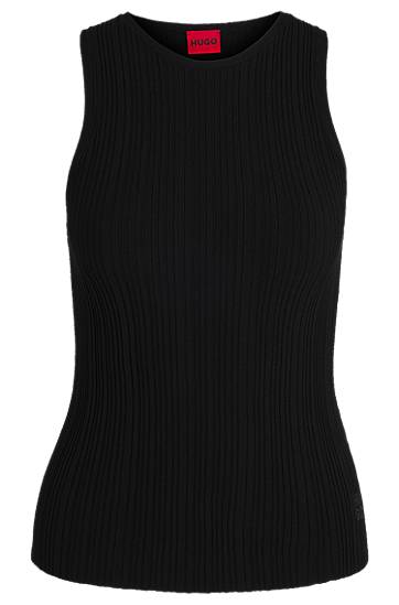 Безрукавка BOSS HUGO Women's Ribbed Crepe Racerback Tank Top чорний | 50539890