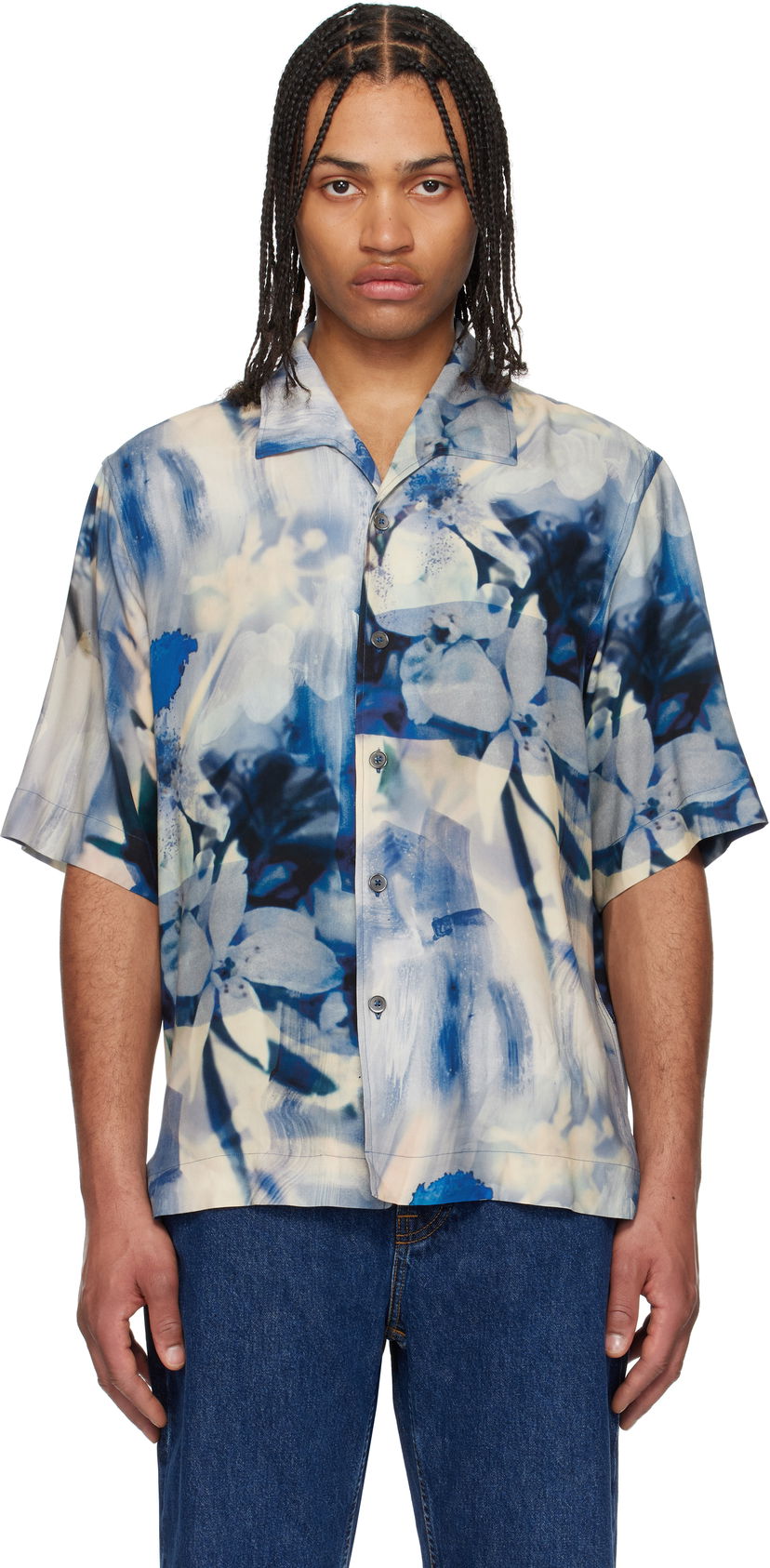 Сорочка Paul Smith Paul Smith Oversized Painted Photograph Viscose Shirt Синій | M1R-426Z-P02653