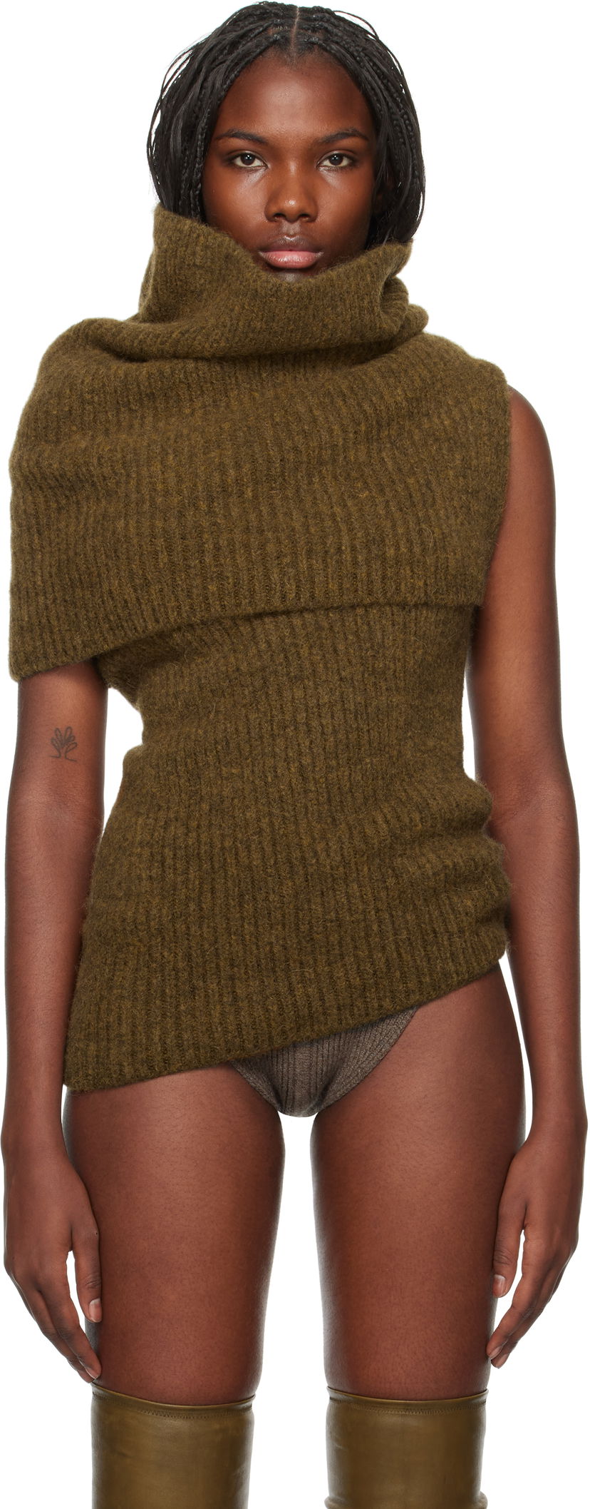 Cветр Rick Owens Turtleneck Sweater Коричневий | RO02D3673 KHWP