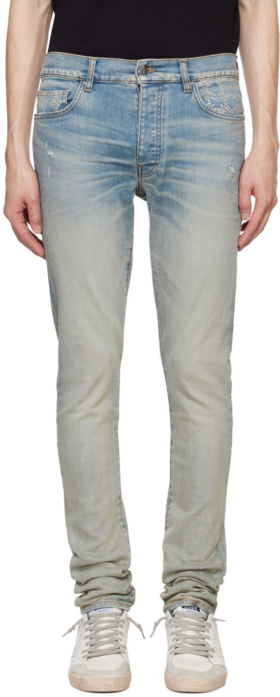 Джинси AMIRI AMIRI MA Quad Contrast Skinny Jeans Синій | AMDNSY1081