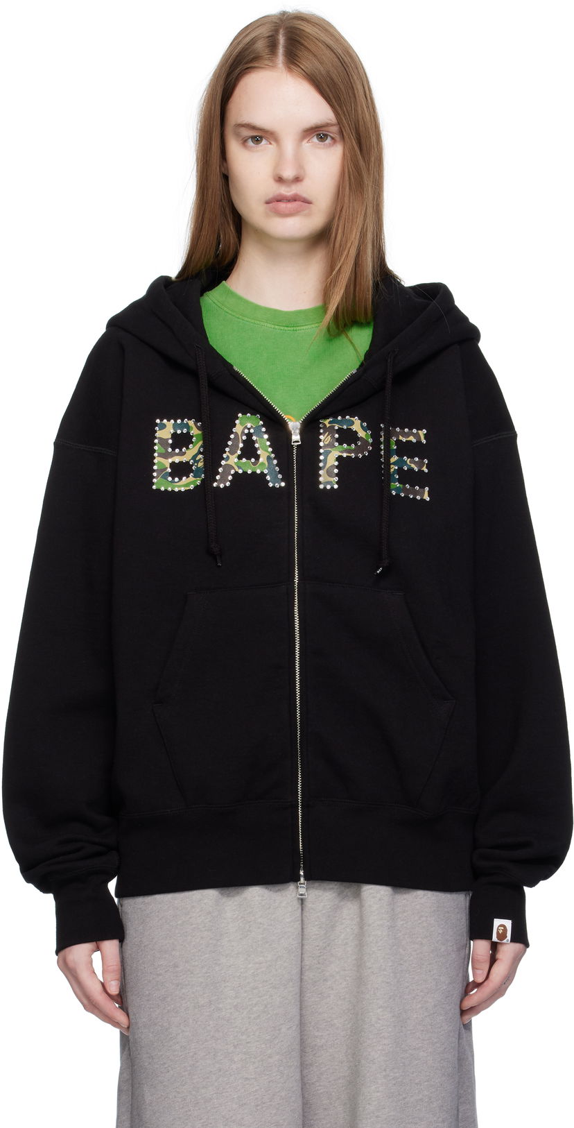 Світшоти BAPE ABC Camo Crystal Logo Wide Hoodie чорний | 001ZPL302005L
