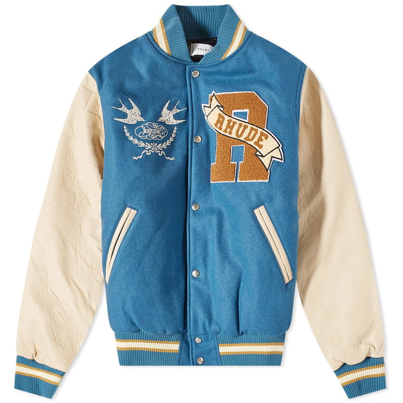 Куртка бомбер Rhude Rhude Sparrow Varsity Jacket Синій | RHFW22JA38609048