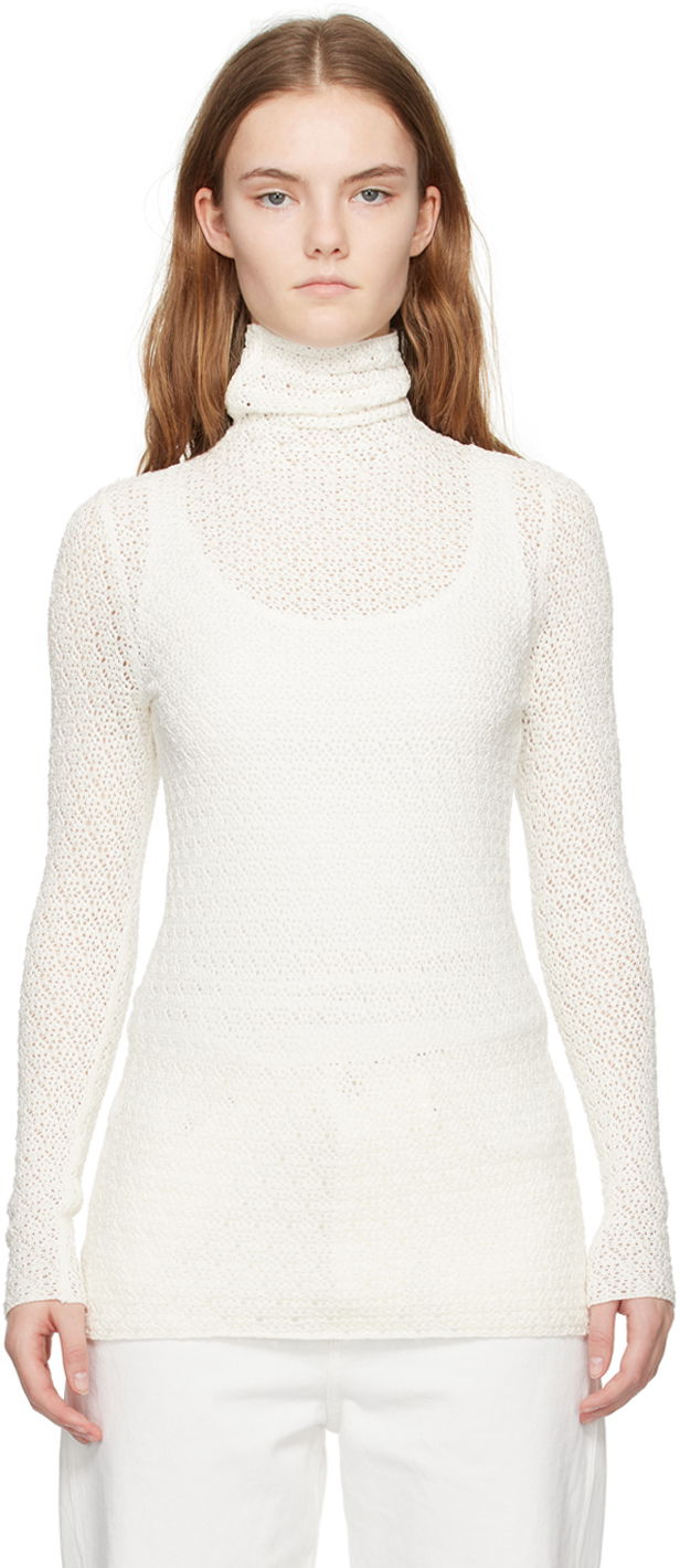 Cветр TOTEME TOTEME Semi-Sheer Turtleneck білий | 242-WRT1776-YA0040
