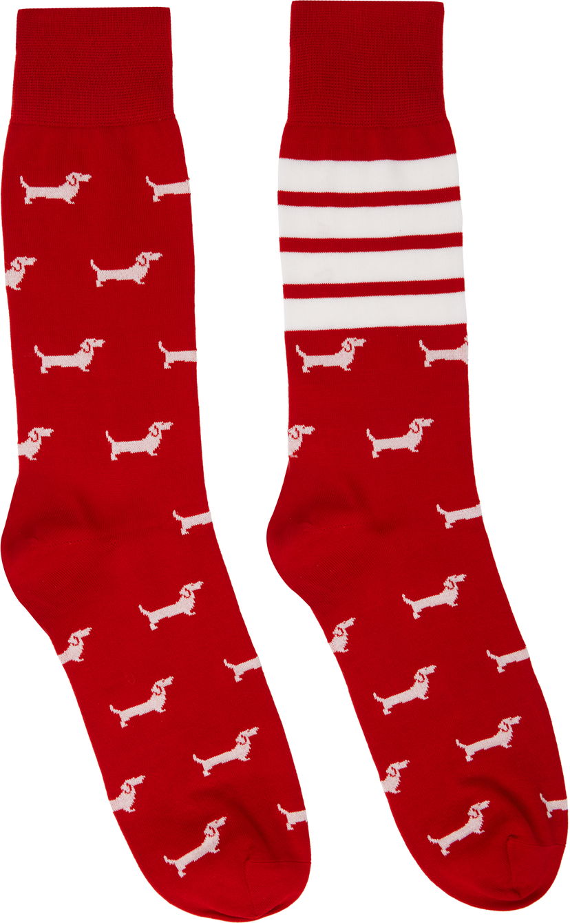Шкарпетки Thom Browne Thom Browne Hector Mid Calf Socks with 4-Bar Червоний | MAS200A-Y3012