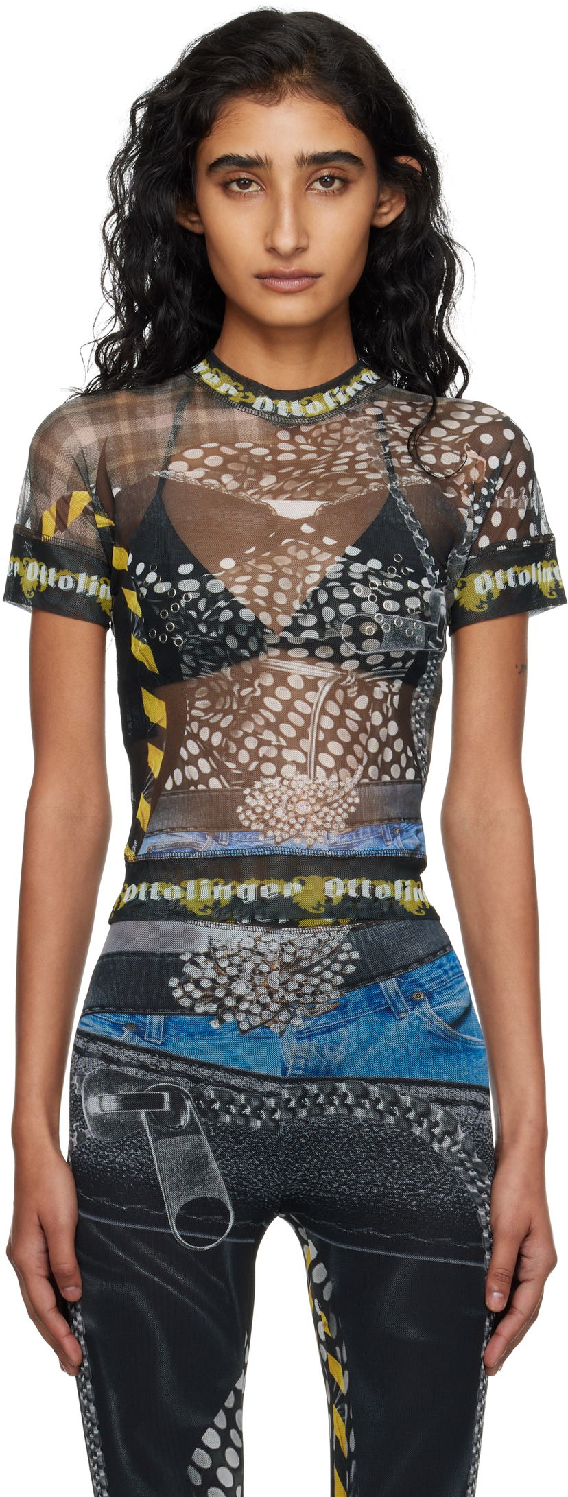 Футболка Ottolinger Ottolinger Mesh Print T-Shirt чорний | 101-100401-04