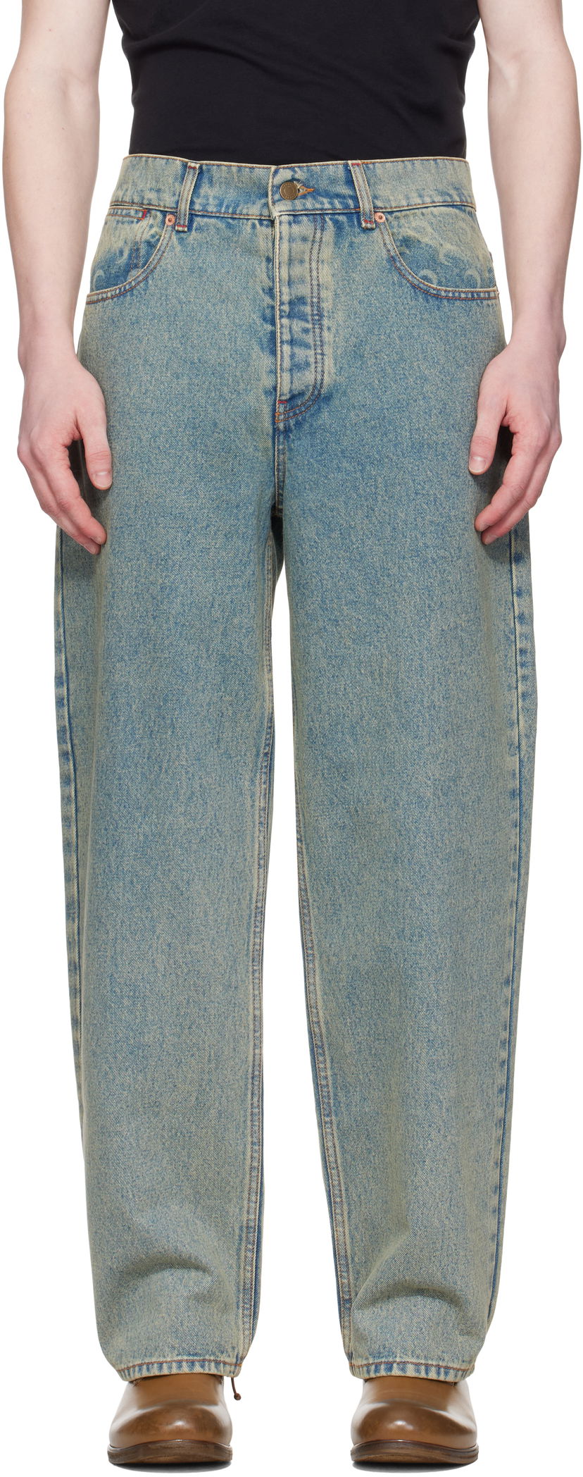 Джинси Marine Serre Marine Serre Moon Laser Baggy Jeans Синій | MPA070A CDEN0003