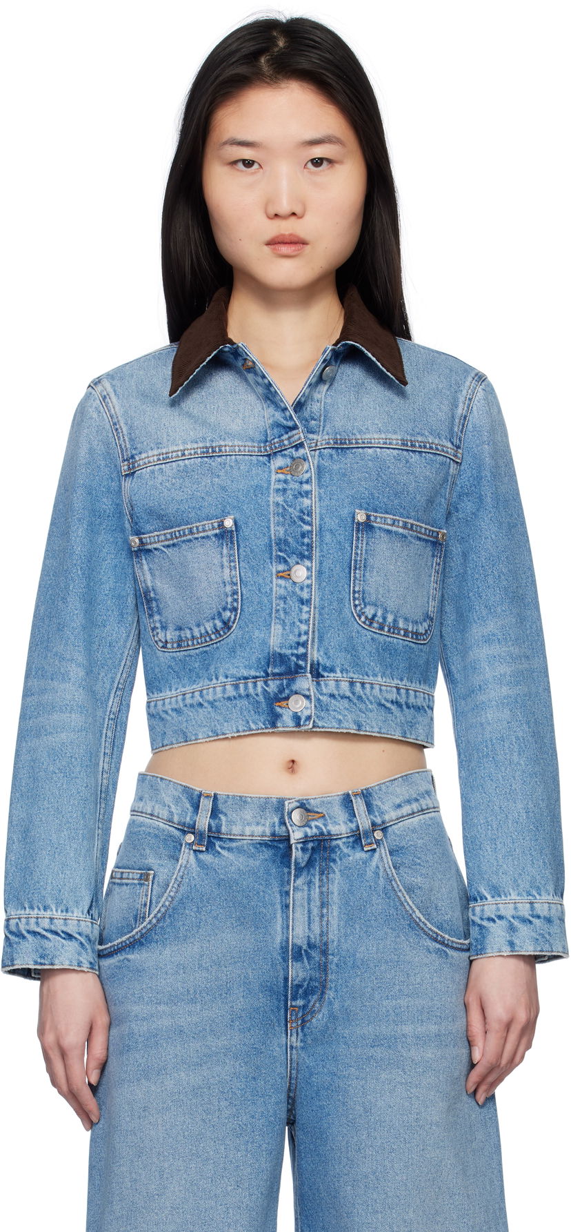 Куртка Stella McCartney Stella McCartney Vintage Wash Cropped Denim Jacket Синій | 6D03543SQH05