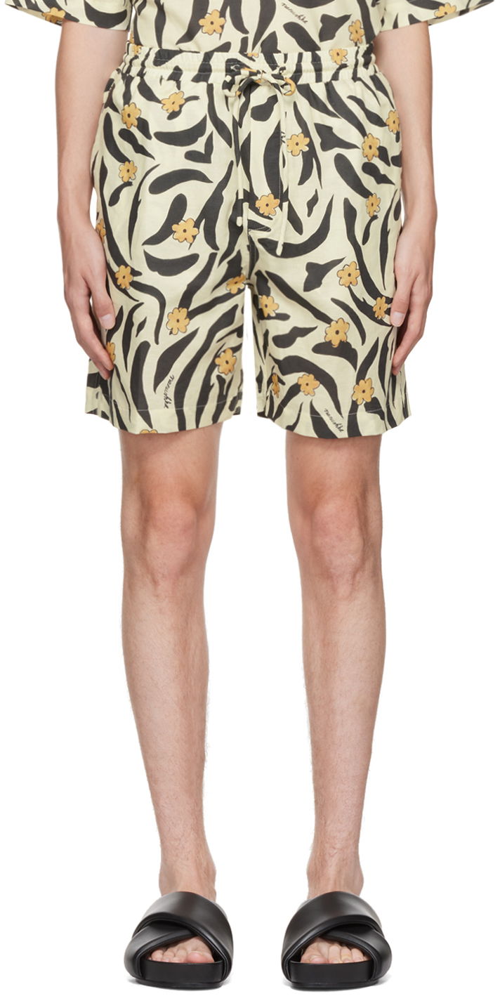 Купальники Nanushka Floral Print Casual Shorts бежевий | NM22PFST00171
