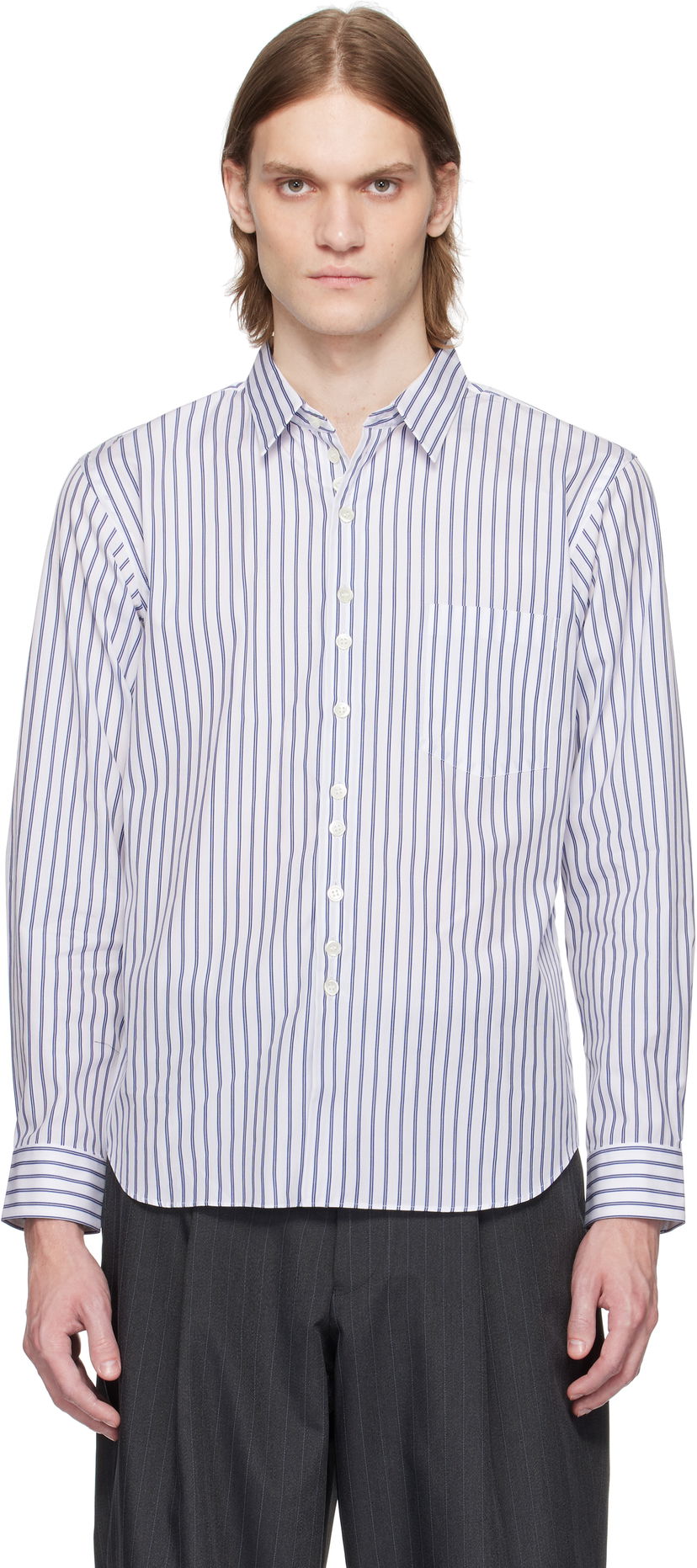 Сорочка Comme des Garçons Homme Deux Striped Shirt білий | DO-B030-051