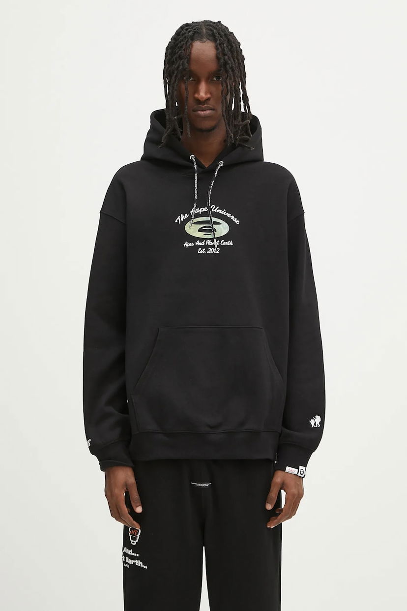 Світшоти AAPE by A Bathing Ape AAPE Basic Printed Hoodie чорний | AAPSWMB340XXN
