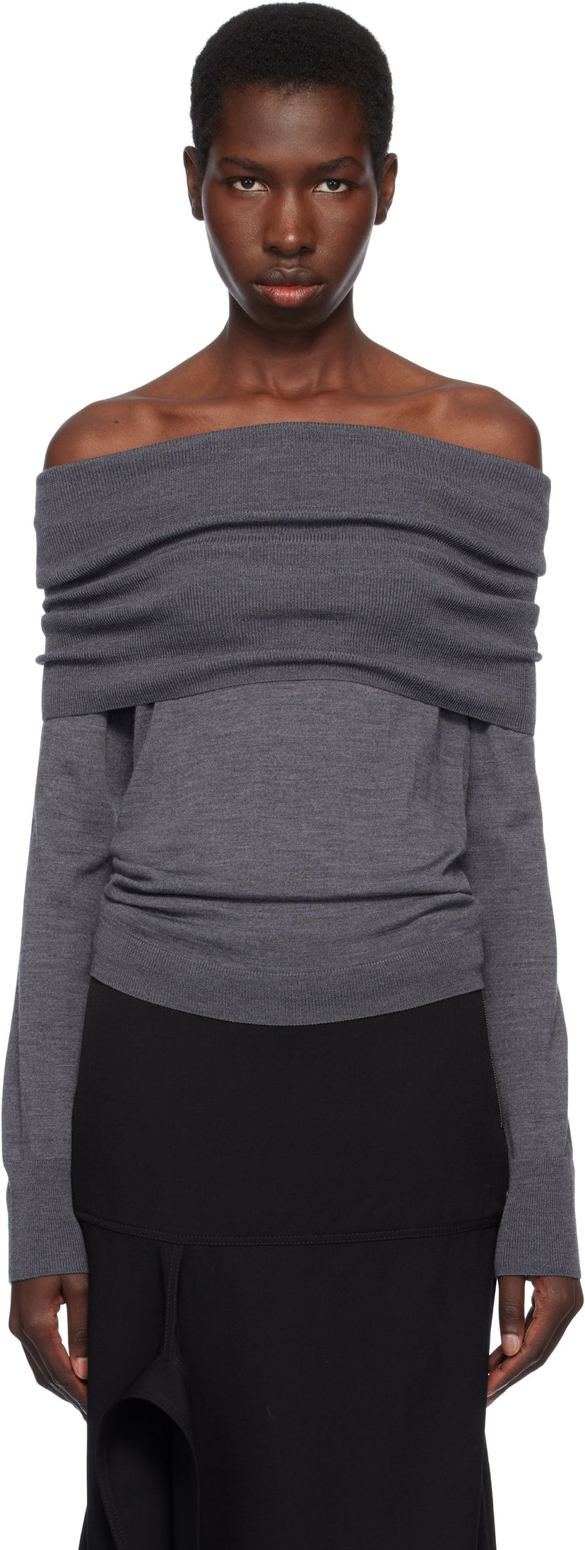 Cветр Stella McCartney Stella McCartney Off-The-Shoulder Light Wool Sweater Сірий | 6K10403S2598