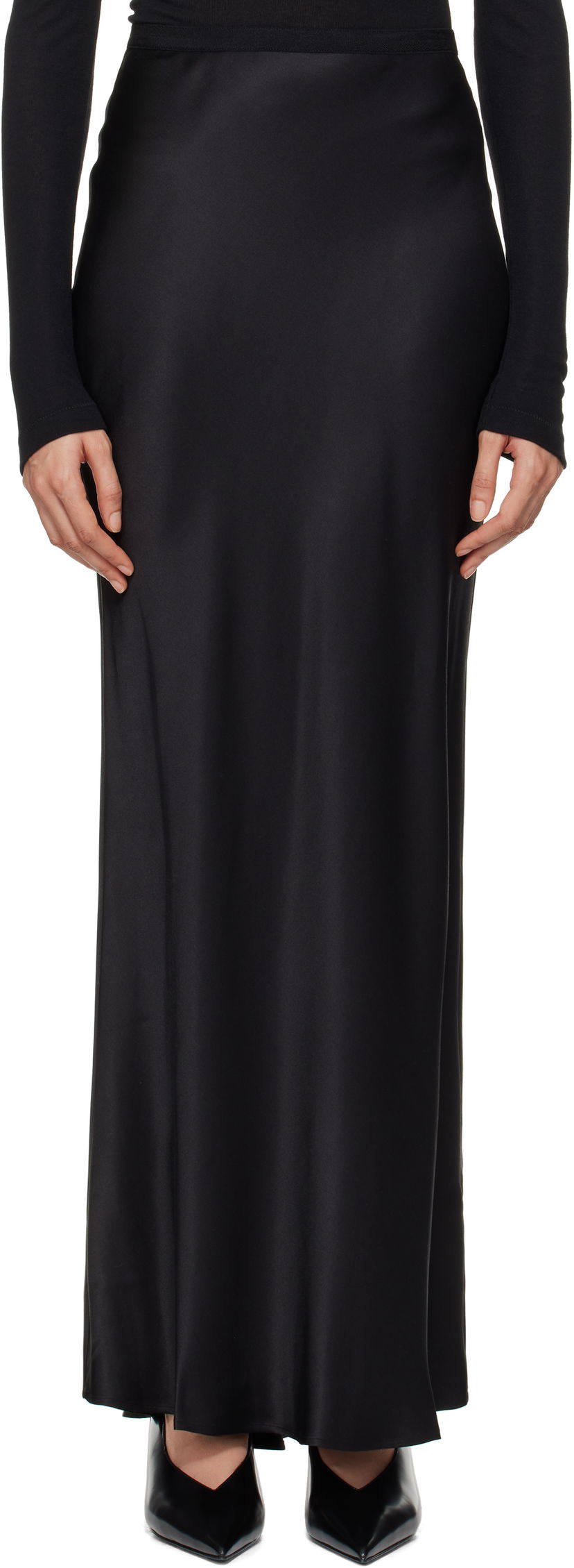 Спідниця Anine Bing Black Silk Maxi Skirt чорний | A-04-2320-000
