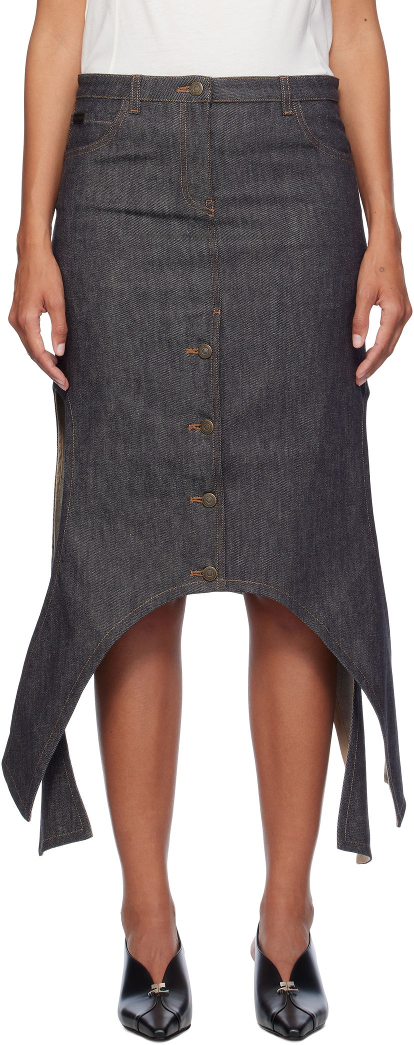 Спідниця Courrèges Courrèges Midi Denim Skirt Синій | 424DJU206DE0035