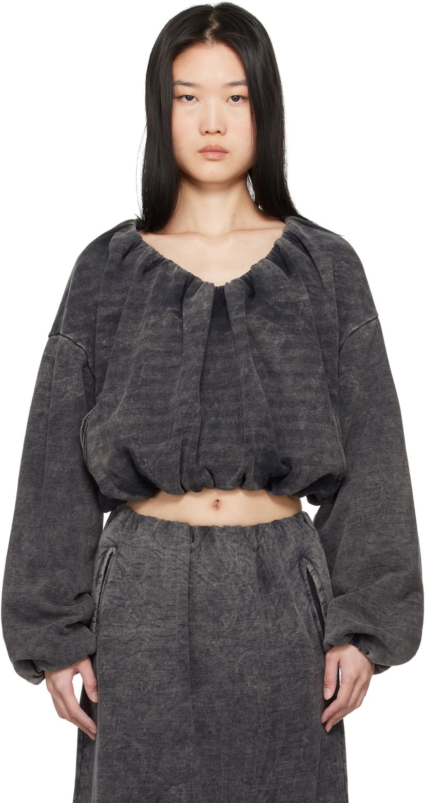 Світшоти Diesel Cropped Gathered Sweatshirt чорний | A17074 0EGBV