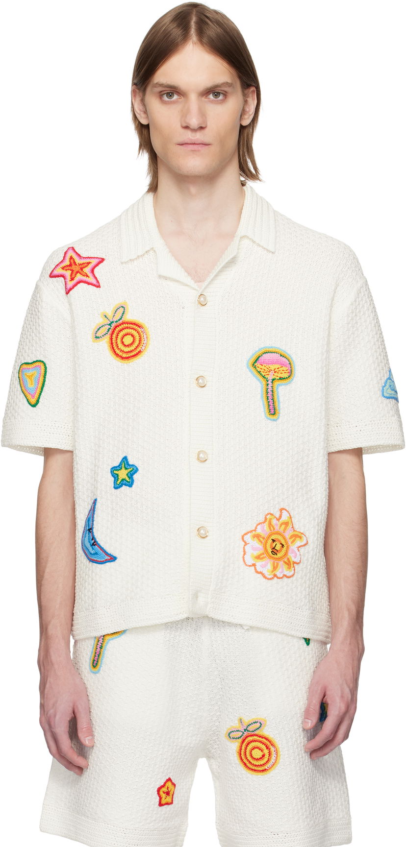 Сорочка Casablanca Casablanca Crochet Motif Shirt білий | MS25-KW-913-01